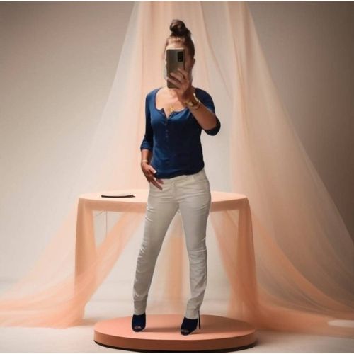 Pantalon Droit Blanc Femme