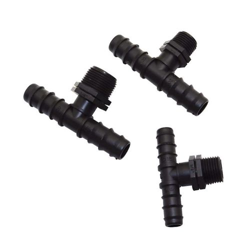 Tuyau d'arrosage utilitaire avec deux raccords males en T a trois voies DN16 et DN20, pour irrigation goutte a goutte