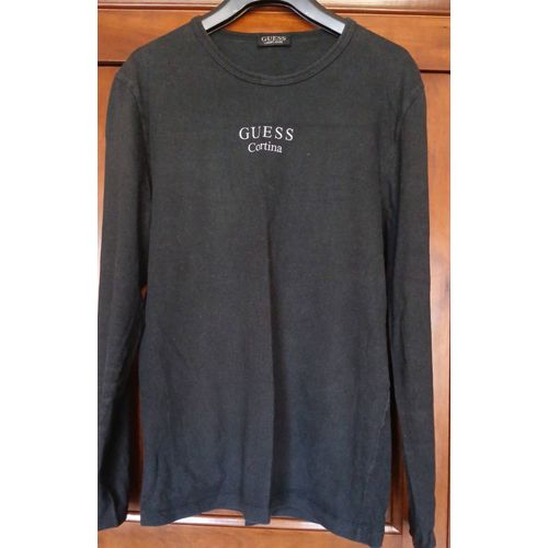 Pull Guess Noir Manches Longues, 100%Coton. Col Rond. Tl