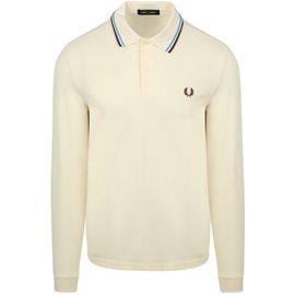 Polo À Manches Longues Fred Perry Ecru Z46 Blanc Cassé Taille M