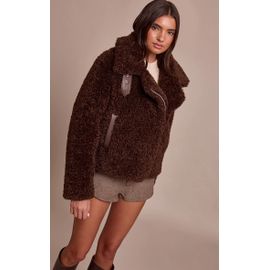 Femme Chocolate Brown Imitation Mouton Aviator Marron Chocolat | Taille Xs