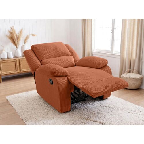 Fauteuil de relaxation en velours côtelé - Terracotta