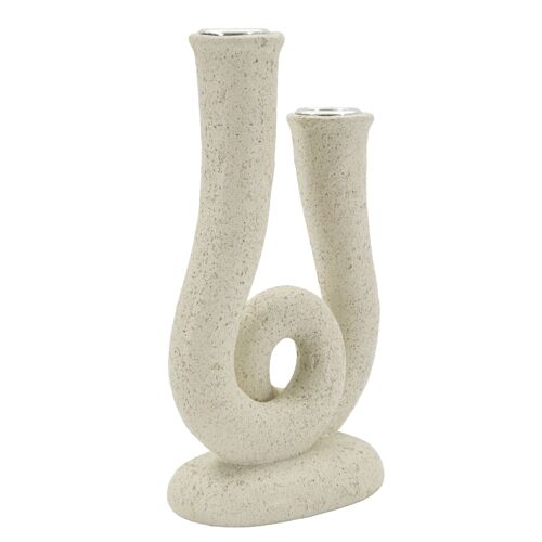 Bougeoir en métal crème cm 12x7x20