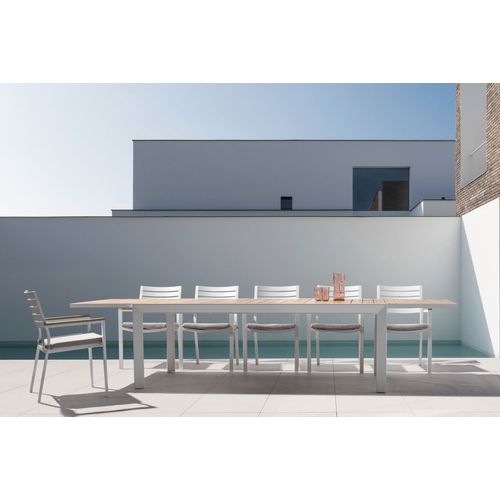 Table en aluminium extensible 12 places blanc