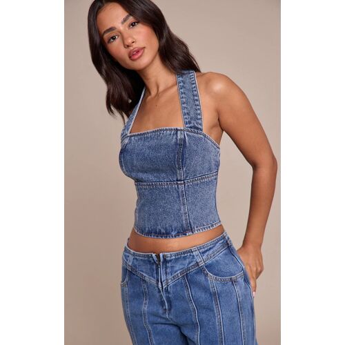 Femme Top Dos Nu En Jean Bleu Moyen Taille Petite Bleu Moyen Délavé | Taille 32