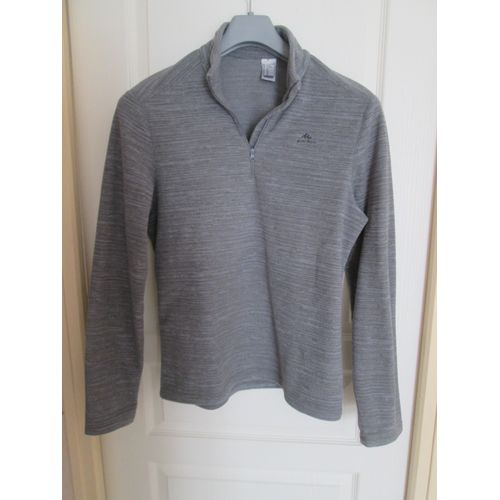 Sweat Polaire Gris Col Zippé Quechua Decathlon