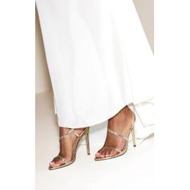 Femme Sandales Dorées Imprimé Serpent À Talon Et Boucle | Taille 38