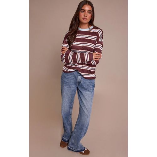 Femme Jean Droit Bleu Moyen À Ourlets Élimés Bleu Moyen Délavé | Taille 40