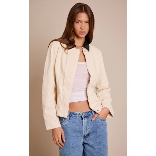 Femme Veste Cintrée En Jean Écru À Col Contrastant Ecru | Taille 44