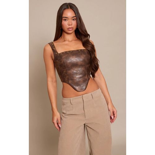 Femme Corset En Pu Marron À Clous | Taille 34