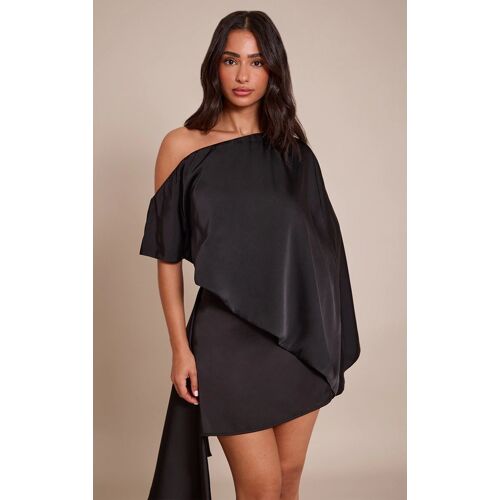 Femme Petite Top Style Cape Asymétrique Satiné Noir | Taille 34