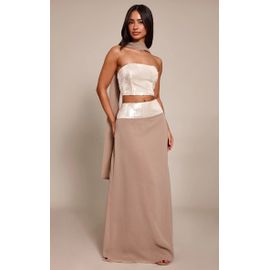 Femme Petite Jupe Longue Satinée À Sequins Champagne Sur La Taille | Taille 32