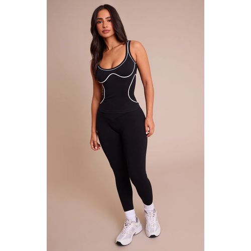 Femme Legging Noir En Maille Tricot Chinée Sans Coutures À Devant Croisé Coupe Petite | Taille Large