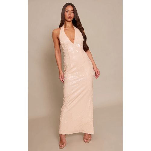 Femme Robe Longue Crème À Dos Nu Et Sequins | Taille 32