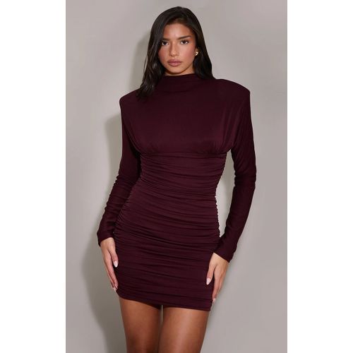 Femme Robe Moulante Prune Froncée À Manches Longues | Taille 40