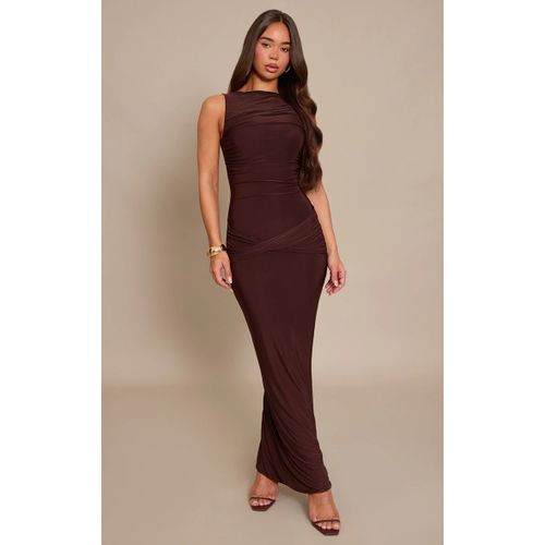 Femme Robe Longue Moulante Chocolat Froncée | Taille 44
