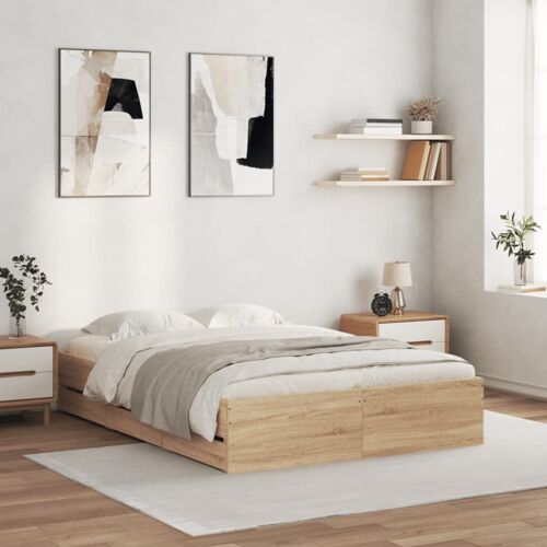 Lit double sans matelas bois beige 120x190 cm