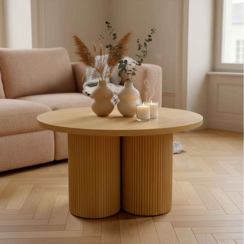 Table basse ronde 80 cm scandinave bois clair