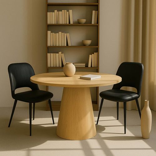 Table à manger scandinave ronde 120 cm effet bois clair