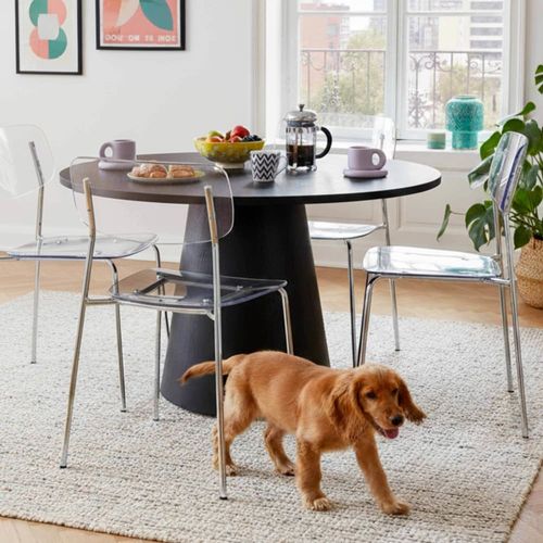 Table à manger scandinave ronde 120 cm effet bois noir
