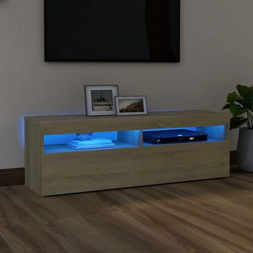 Meuble tv avec led bois marron 120x35x40 cm