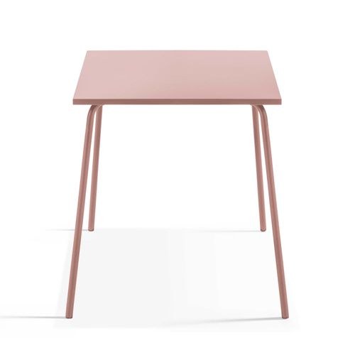 Table De Jardin Carrée En Métal Rose Poudré 70cm
