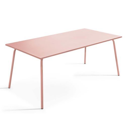 Ensemble Table De Jardin Et 8 Fauteuils En Métal Rose Poudré