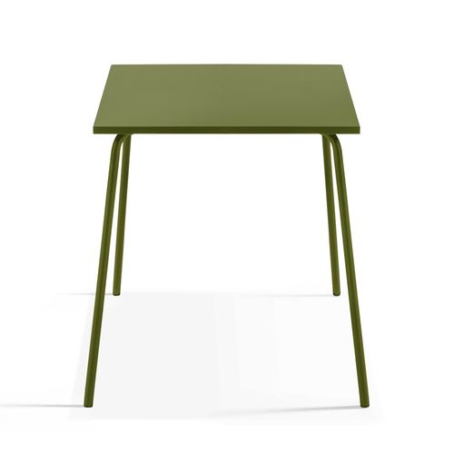 Table De Jardin Carrée En Métal Vert Kaki 70cm