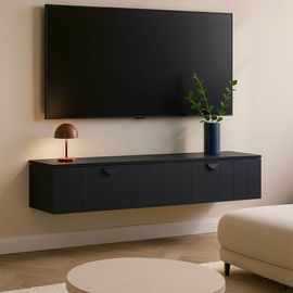 Meuble TV suspendu 160 cm moderne noir
