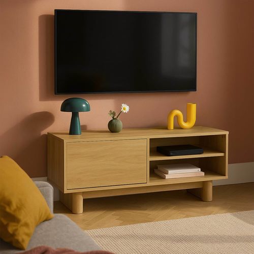 Meuble TV 120 cm scandinave bois clair