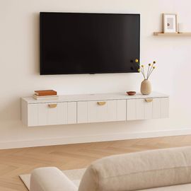 Meuble TV suspendu 200 cm moderne blanc