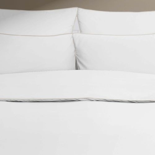 Housse De Couette En Percale Coton Blanc/Ficelle 260x240 Cm