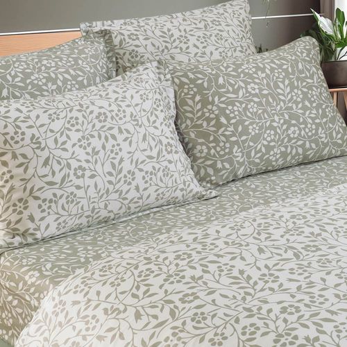 Housse De Couette En Satin De Coton 120 Fils Sauge 200x200 Cm