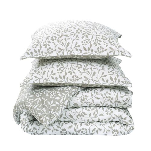 Parure De Lit Satin Avec 2 Taies 65x65 Cm Sauge 260x240 Cm