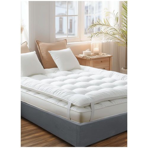 Surmatelas de confort 5 cm percale de coton 1 blanc 180x200 cm