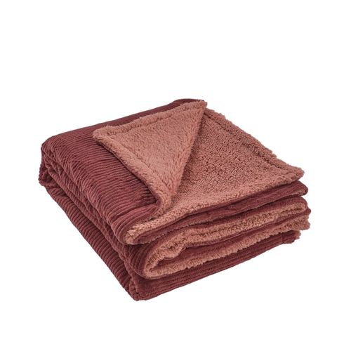 Plaid Polaire Côtelé Ultra Chaud Terre Brulée 150x180 Cm