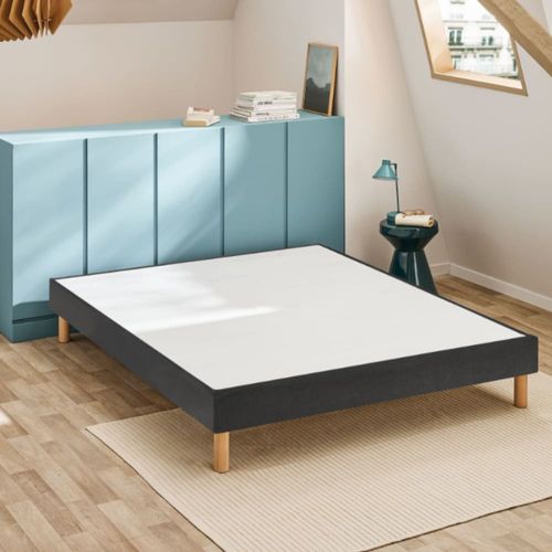Sommier déco tapissier gris fumé 120x200