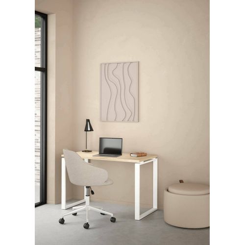 Bureau Effet Bois Chêne Clair, Blanc 120x60h76 Cm