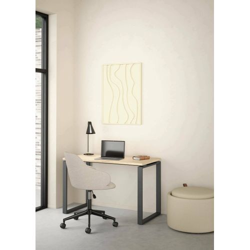 Bureau Effet Bois Chêne, Gris 120x60h76 Cm