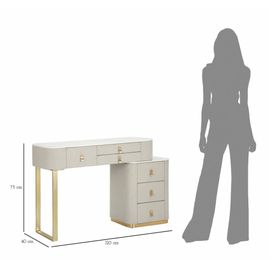 Bureau en bois crème, or 120x40h75 cm