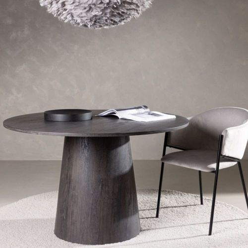 Table à manger ronde en bois 120cm RENZA noir 120x120x75cm