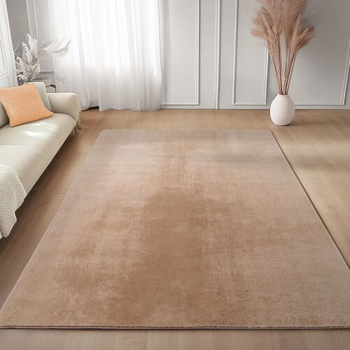 Tapis À Poils Doux Lavable Beige 120x160cm