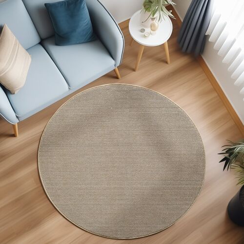 Tapis Rond Naturel Aspect Jute Beige 120x120cm