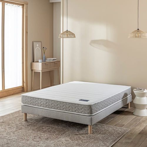 Matelas latex 16 cm, sommier gris, pieds 120x190 cm