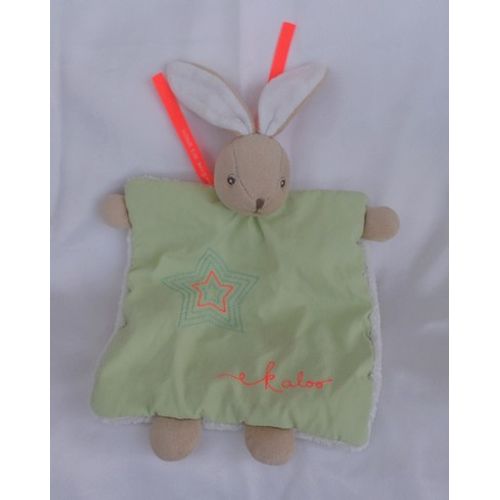 Doudou Plat Lapin Vert Etoile Ruban Winter Folies Kaloo