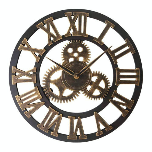 Horloge Murale Rétro Bois Silencieuse 70cm Style Antique Pour Salon Chambre Or YONIS