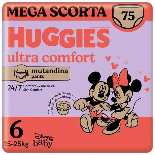 Huggies Pannolini Mutandina Ultra Comfort Taglia 6 Megapack 75 Pannolini