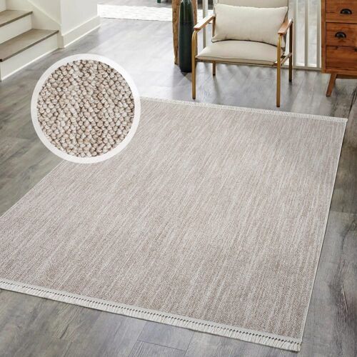 Tapis Nova laineux à franges Beige 120x170cm