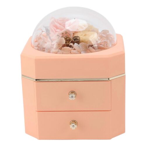 Boîte à Bijoux Double Tiroir Octogonale - Rangement Colliers et Accessoires - Rose