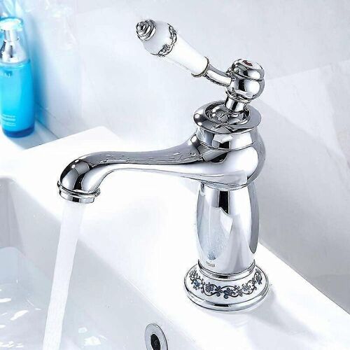 Robinet Lavabo Laiton Vintage - Noir/Blanc Floral
